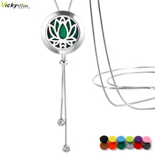 Load image into Gallery viewer, Adjustable Snake Chain Aromatherapy Essential Oil Diffuser Necklace Stainless Steel Locket sweater chain long Perfume Necklace