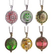 Load image into Gallery viewer, Aromatherapy Necklace Tree of Life Diffuser Jewelry Vintage Open Locket Pendant Essential Oil Perfume Aroma Diffuser Necklace